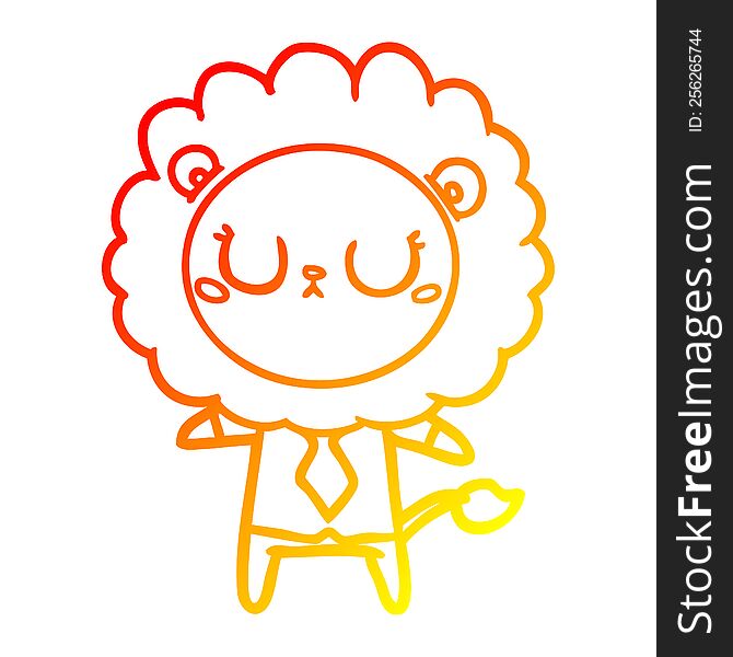 Warm Gradient Line Drawing Cartoon Lion In Business Clothes