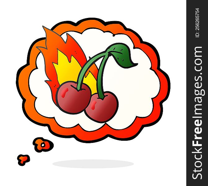 thought bubble cartoon flaming cherries