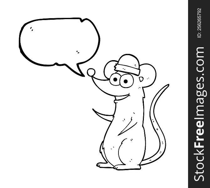 freehand drawn speech bubble cartoon happy mouse