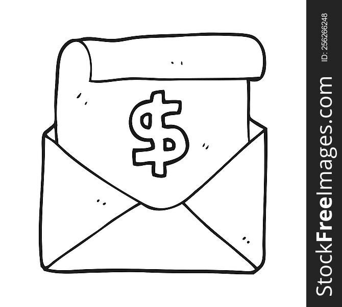 freehand drawn black and white cartoon payment letter