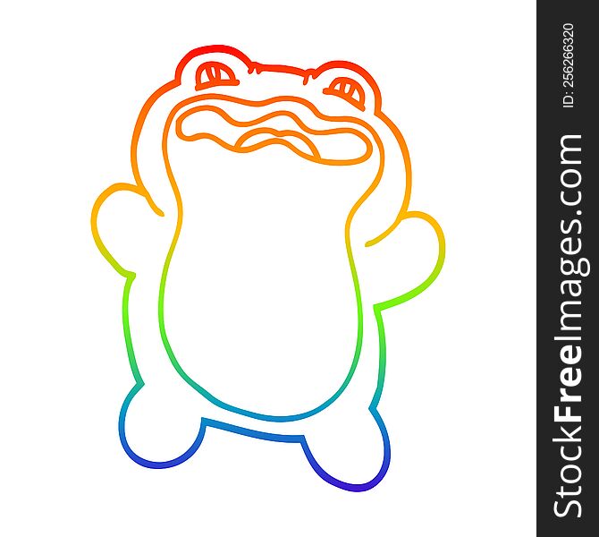 Rainbow Gradient Line Drawing Cartoon Frog