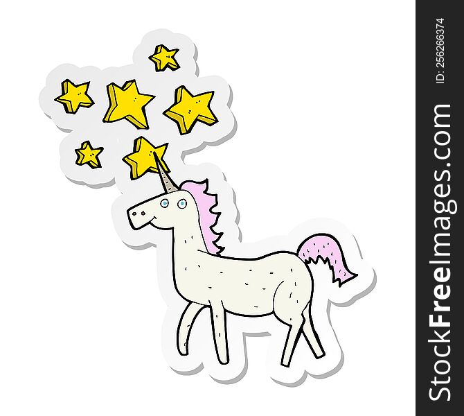 Sticker Of A Cartoon Magical Unicorn