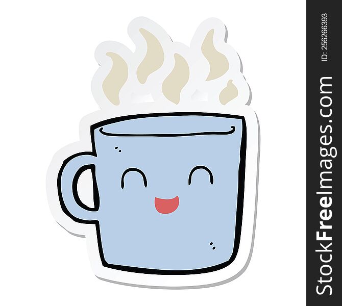 sticker of a cute coffee cup cartoon