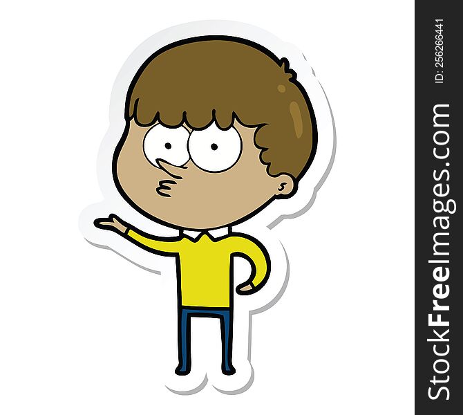 Sticker Of A Cartoon Curious Boy