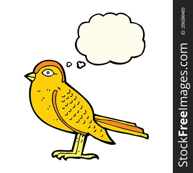 Cartoon Garden Bird With Thought Bubble