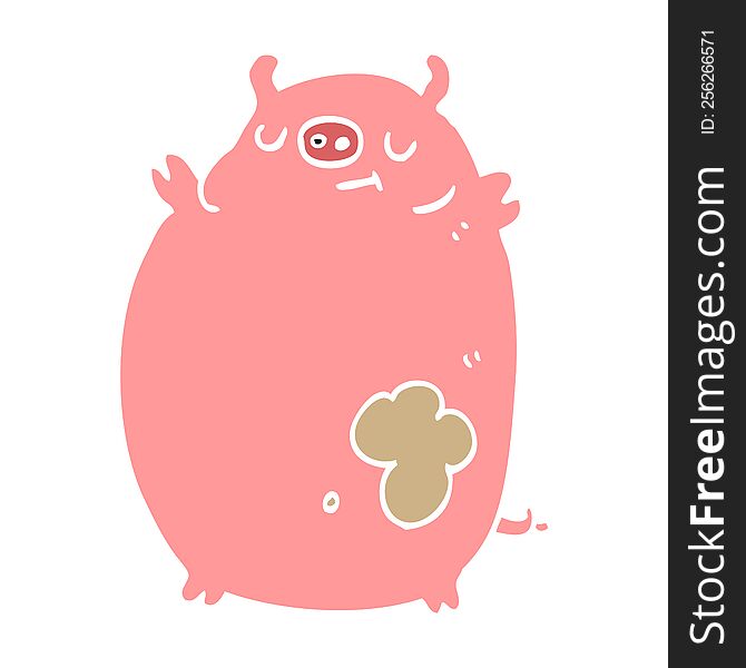 flat color style cartoon fat pig