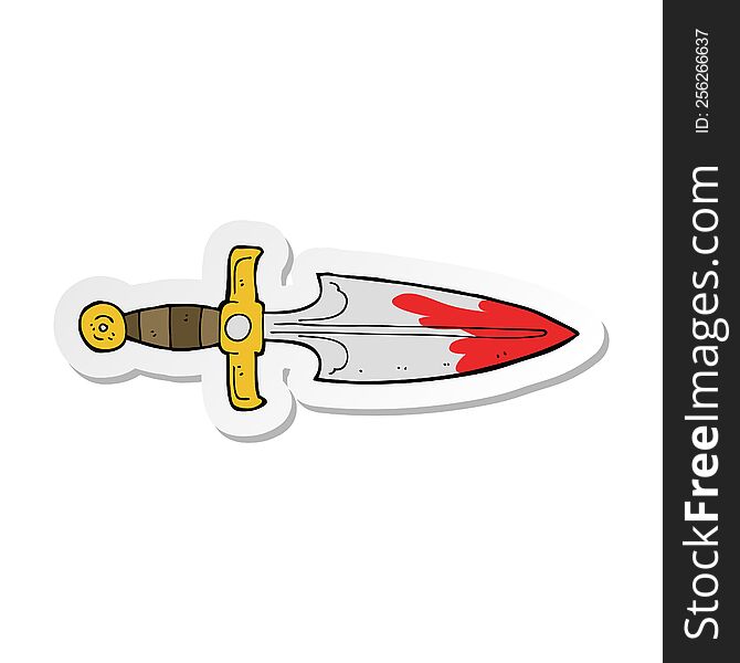Sticker Of A Cartoon Bloody Dagger