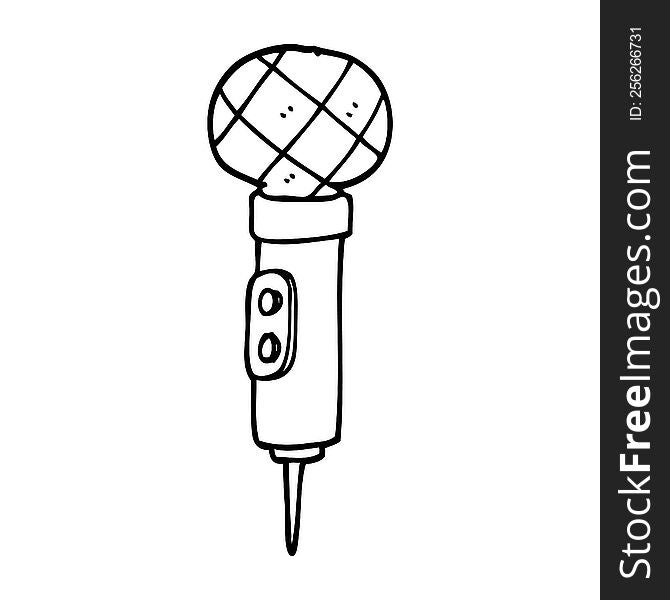 line drawing cartoon gold microphone