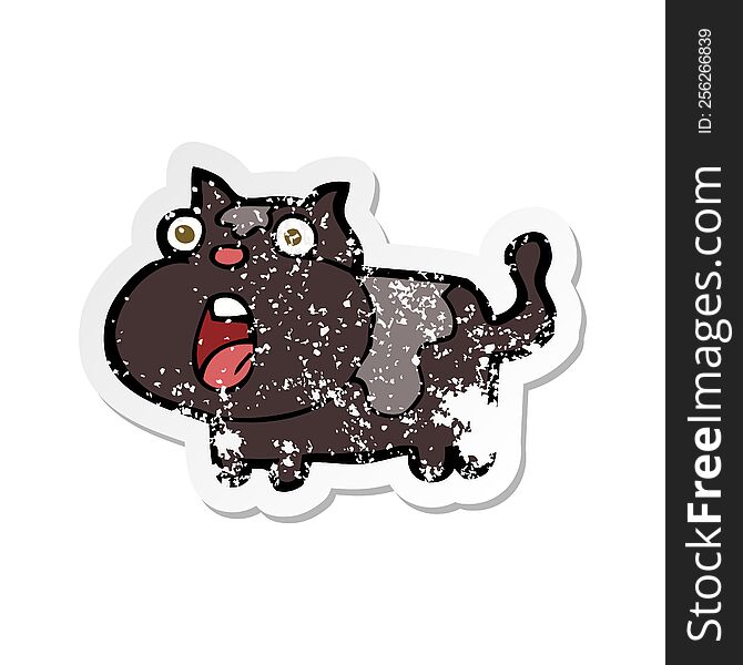 Retro Distressed Sticker Of A Cartoon Shocked Cat