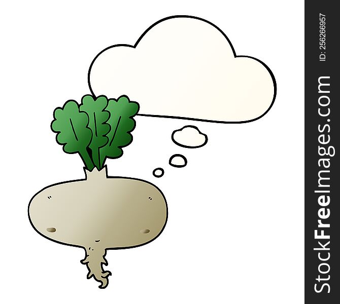 cartoon beetroot with thought bubble in smooth gradient style