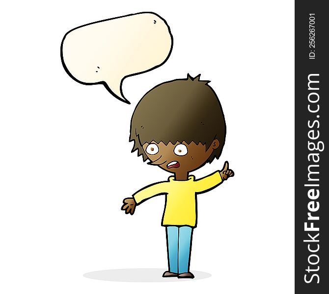 Cartoon Boy With Question With Speech Bubble