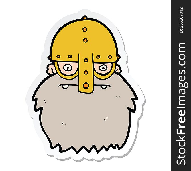 Sticker Of A Cartoon Viking Face