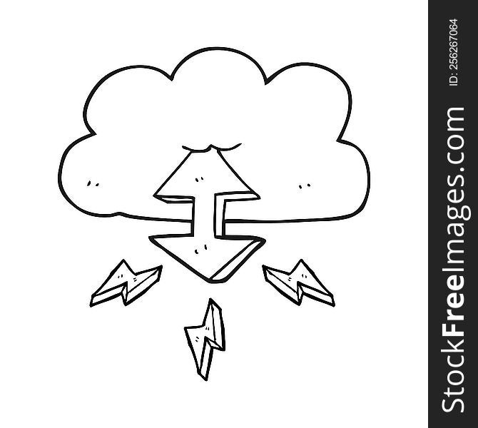 freehand drawn black and white cartoon digital cloud