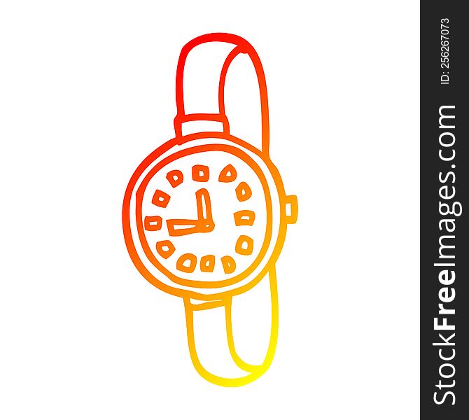 warm gradient line drawing of a cartoon wrist watch