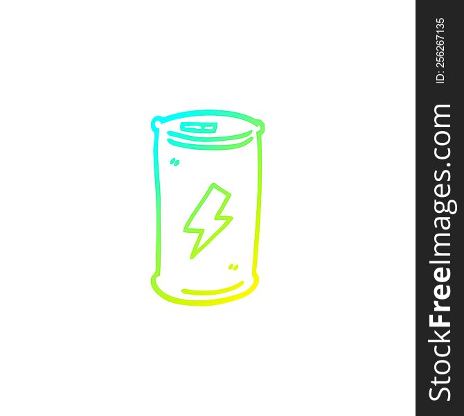 cold gradient line drawing of a cartoon energy drink