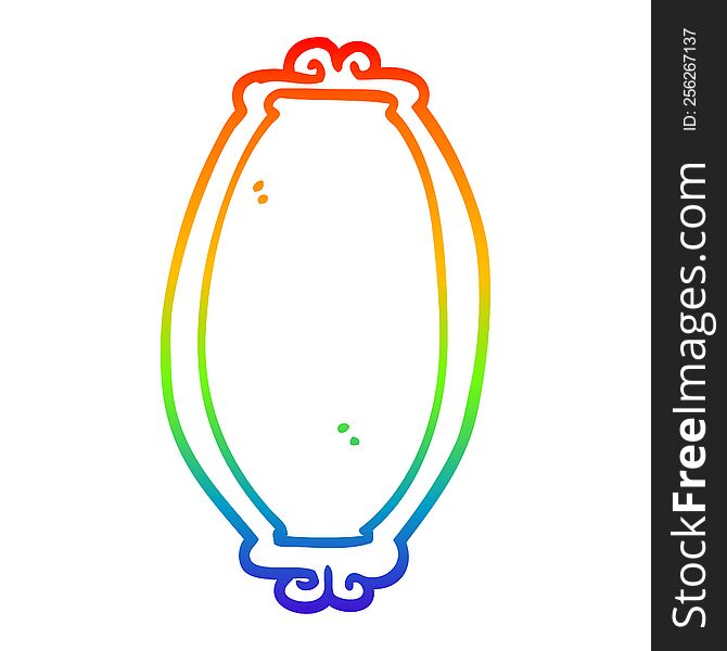 rainbow gradient line drawing of a cartoon mirror