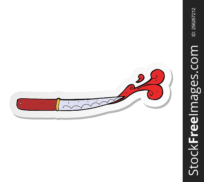 sticker of a cartoon kitchen knife cutting