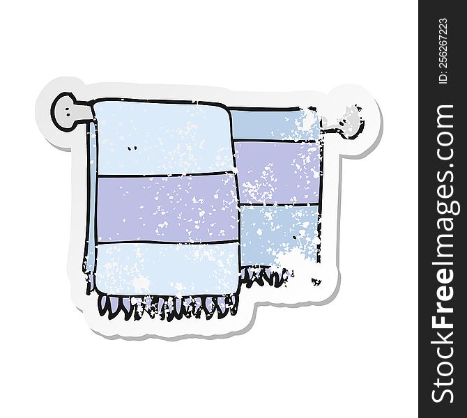 retro distressed sticker of a cartoon bathroom towels