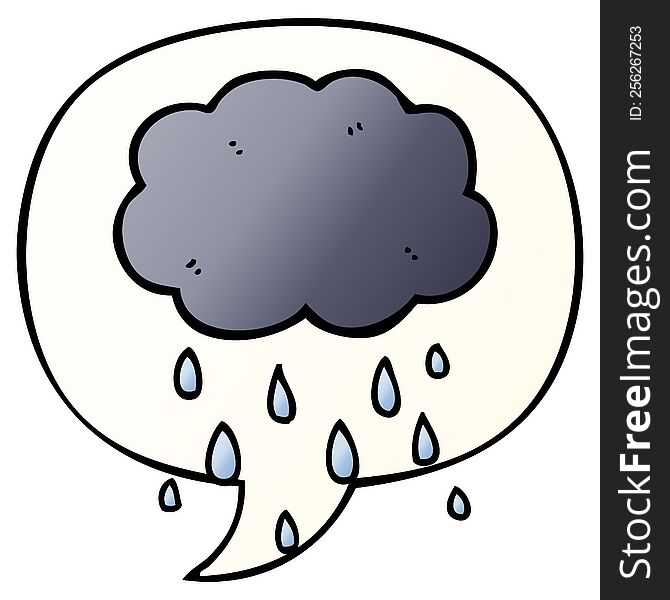 Cartoon Cloud Raining And Speech Bubble In Smooth Gradient Style