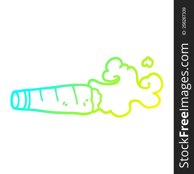 cold gradient line drawing of a cartoon smoking cigar