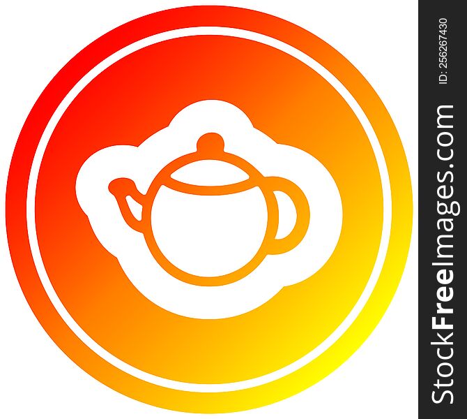 tea pot circular icon with warm gradient finish. tea pot circular icon with warm gradient finish