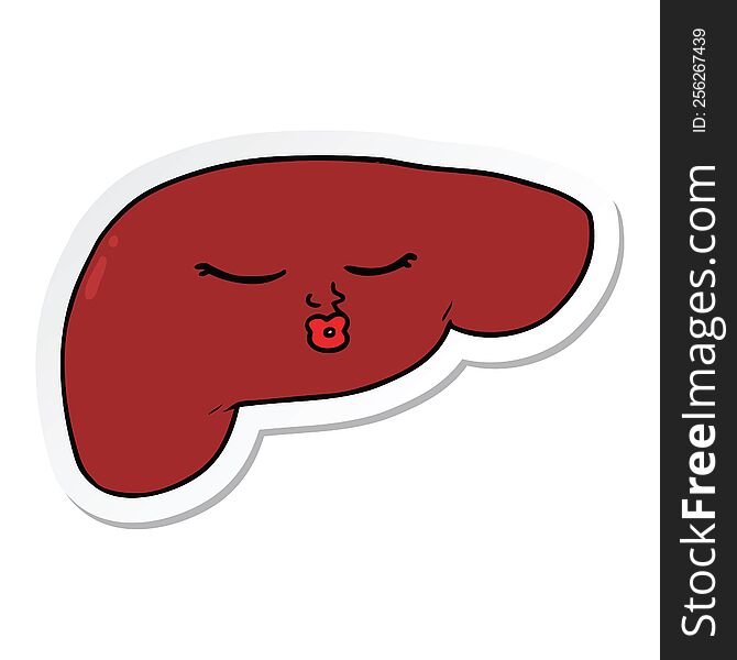 Sticker Of A Cartoon Pretty Liver