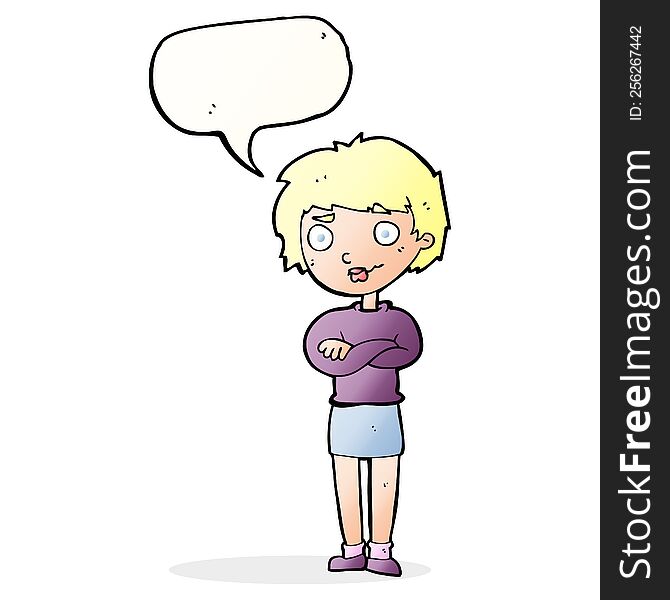 Cartoon Annoyed Woman With Speech Bubble
