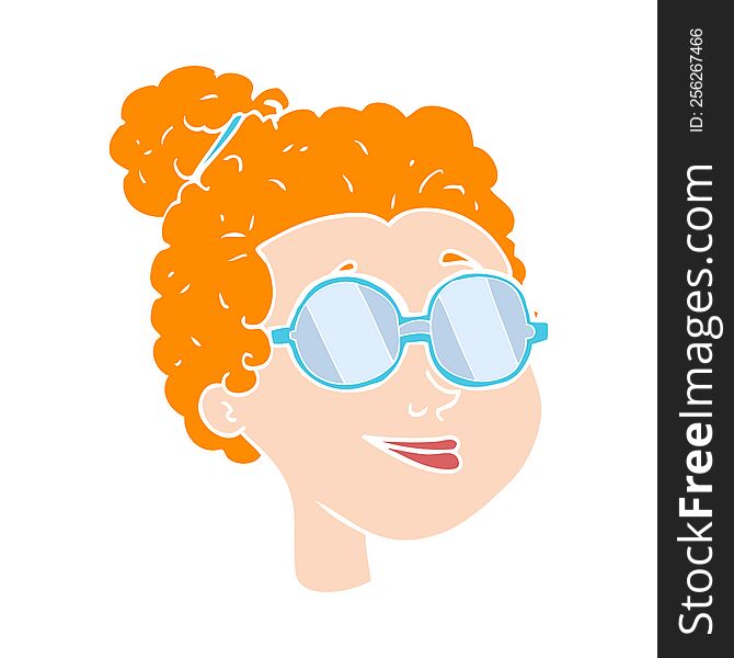 flat color illustration of woman wearing spectacles. flat color illustration of woman wearing spectacles