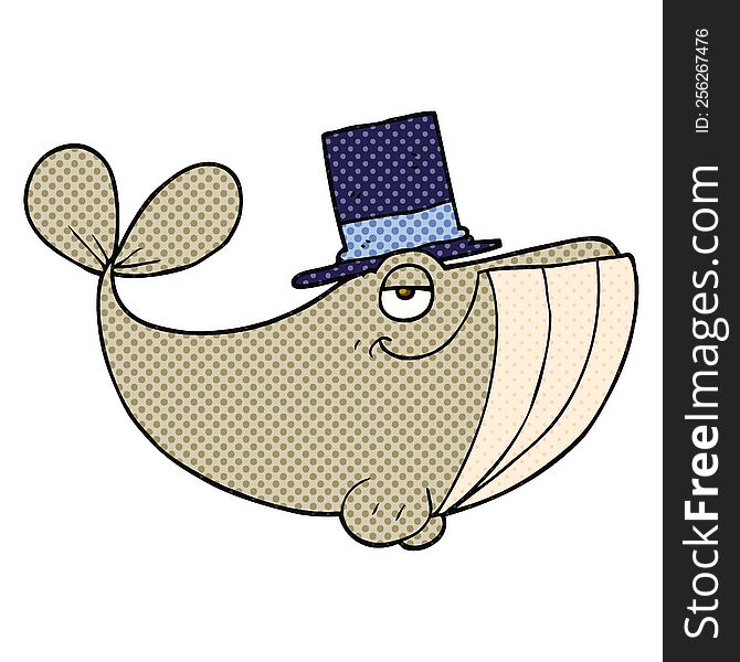 Cartoon Whale Wearing Top Hat