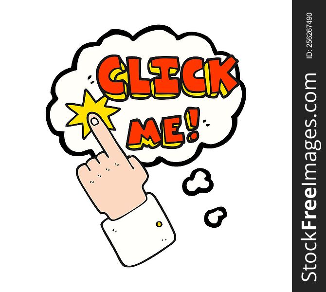click me thought bubble cartoon sign