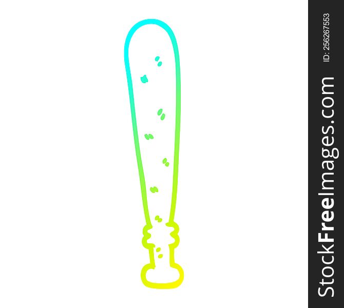 cold gradient line drawing of a cartoon baseball bat