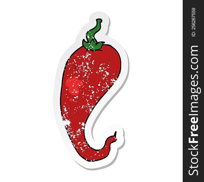 Distressed Sticker Of A Cartoon Chili Pepper