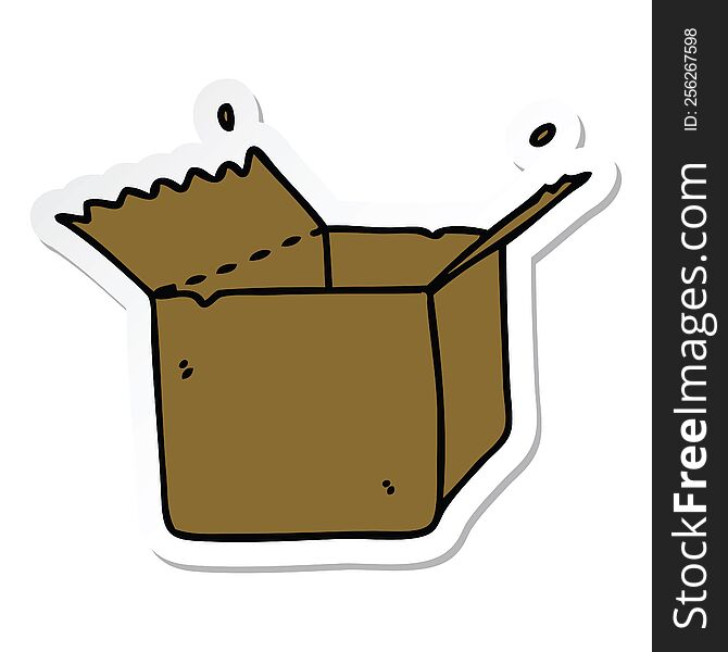 sticker of a quirky hand drawn cartoon open box