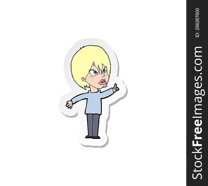 sticker of a cartoon woman arguing