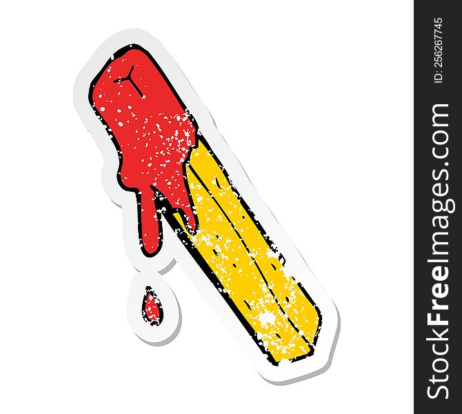 distressed sticker of a cartoon dipped fry