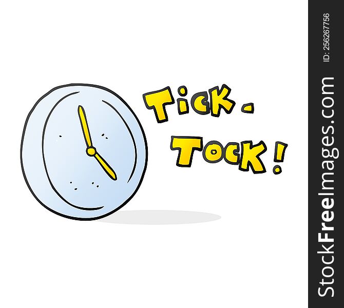 freehand drawn cartoon ticking clock