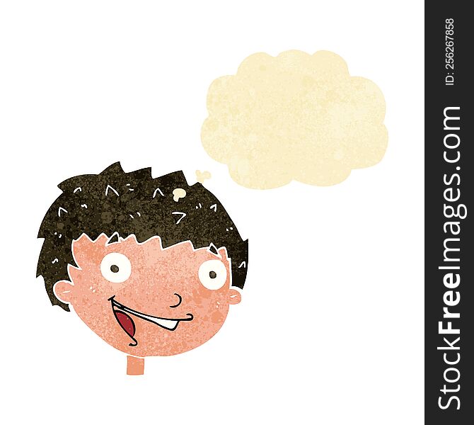 Cartoon Laughing Boy With Thought Bubble
