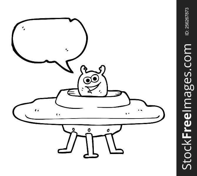Speech Bubble Cartoon Spaceship