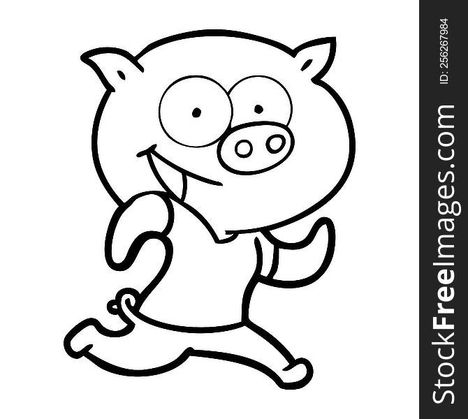 cheerful pig exercising cartoon. cheerful pig exercising cartoon