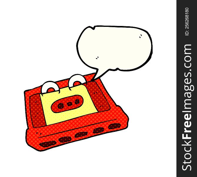 freehand drawn comic book speech bubble cartoon cassette tape