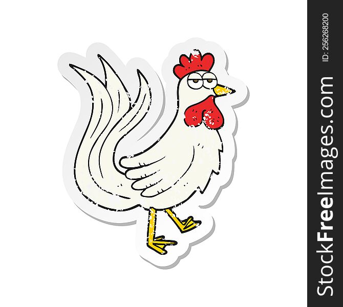 retro distressed sticker of a cartoon cock