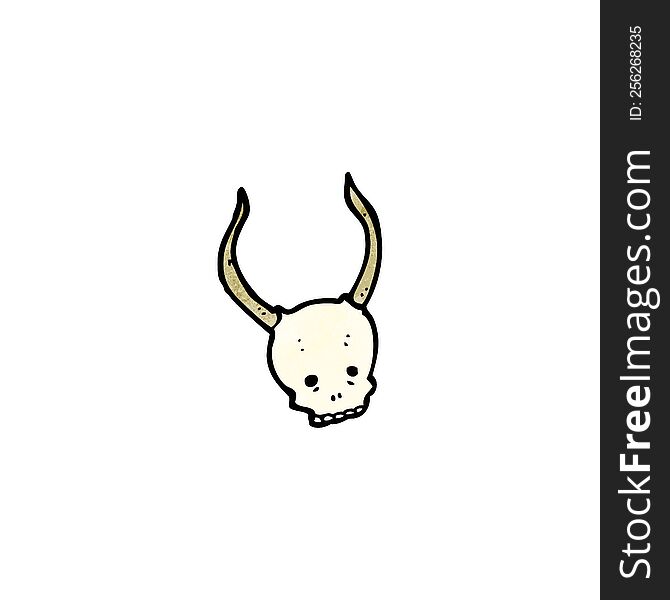 cartoon horned devil skull
