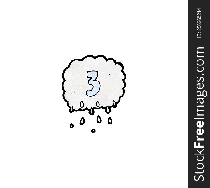 cartoon rain cloud with number three