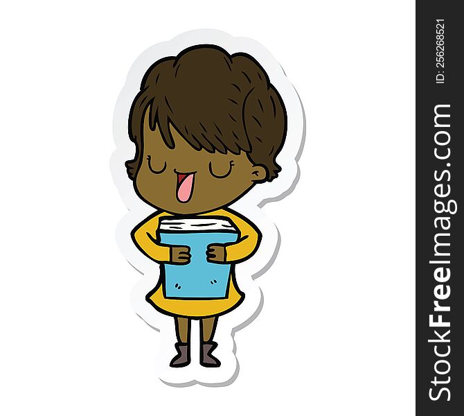 sticker of a cartoon woman talking