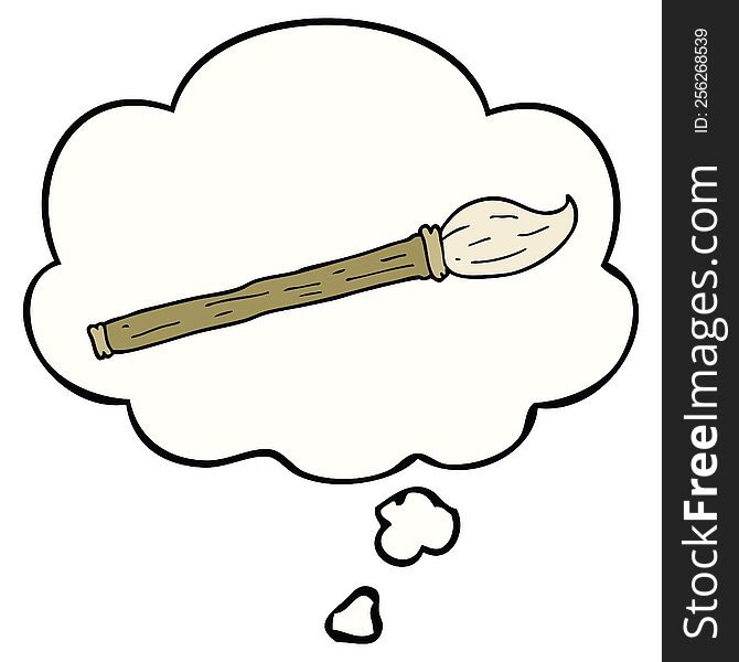 Cartoon Paint Brush And Thought Bubble