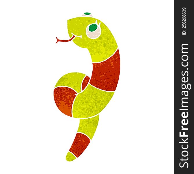retro cartoon illustration kawaii of a cute snake. retro cartoon illustration kawaii of a cute snake