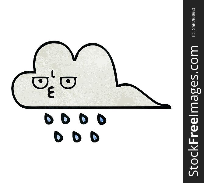 retro grunge texture cartoon of a rain cloud