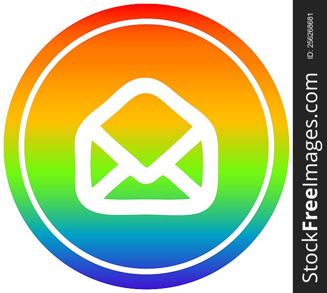 envelope letter circular icon with rainbow gradient finish. envelope letter circular icon with rainbow gradient finish