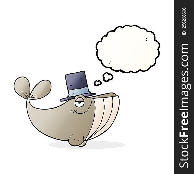Thought Bubble Cartoon Whale Wearing Top Hat