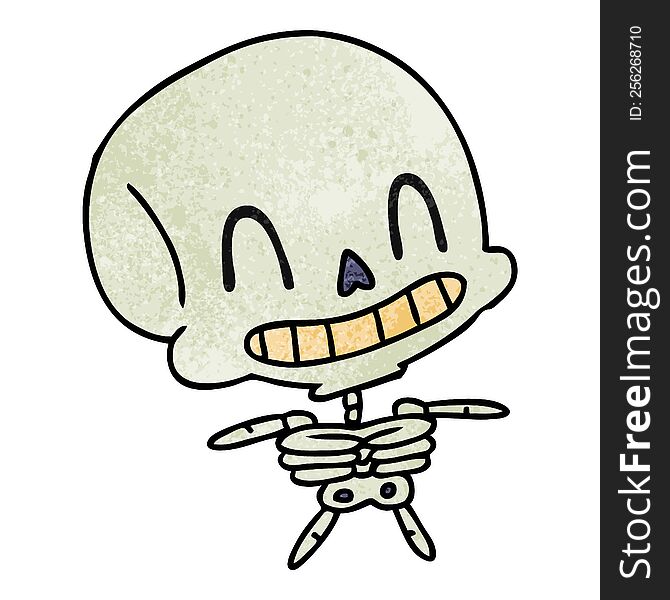 Textured Cartoon Of Spooky Kawaii Skeleton